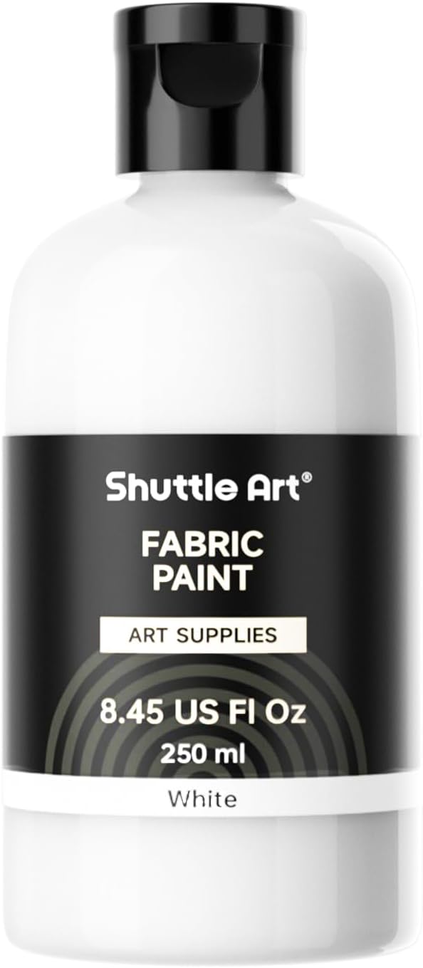 Shuttle Art White Fabric Paint, 8.45 oz Fabric Paint by ShuttleArt