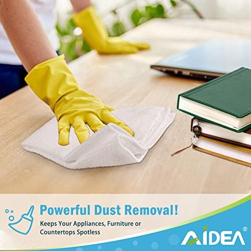 AIDEA White Microfiber Cleaning Cloth, Cleaning Rags, 11.5"×11.5" - Image 4