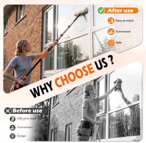 2-in-1 Window Squeegee, 12FT Window Cleaner Tool - Image 5