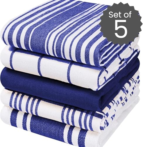 Cotton Clinic Assorted Kitchen Towels 5 Pack – Soft Absorbent Quick Drying - Image 2
