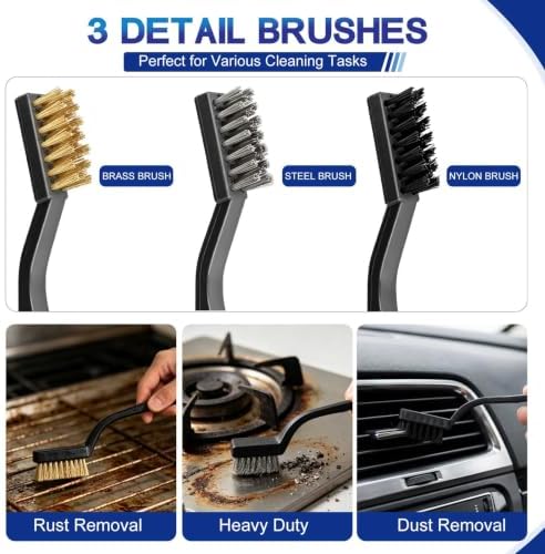9pcs Crevice Cleaning Brush Set, Hard Bristle Scrub Brushes Tool Kit - Image 5
