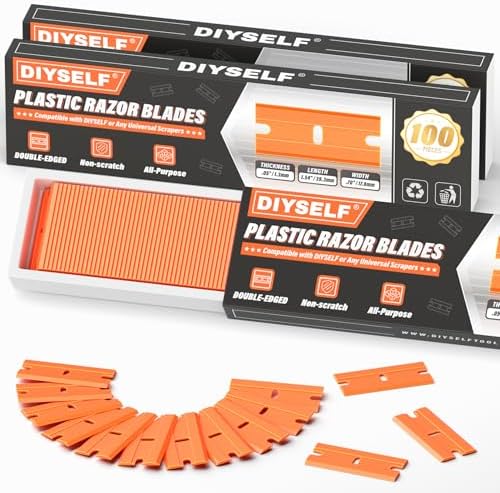 DIYSELF 300 Pack Plastic Razor Blades, Large Pack Plastic Scraper Blades by DIYSELF