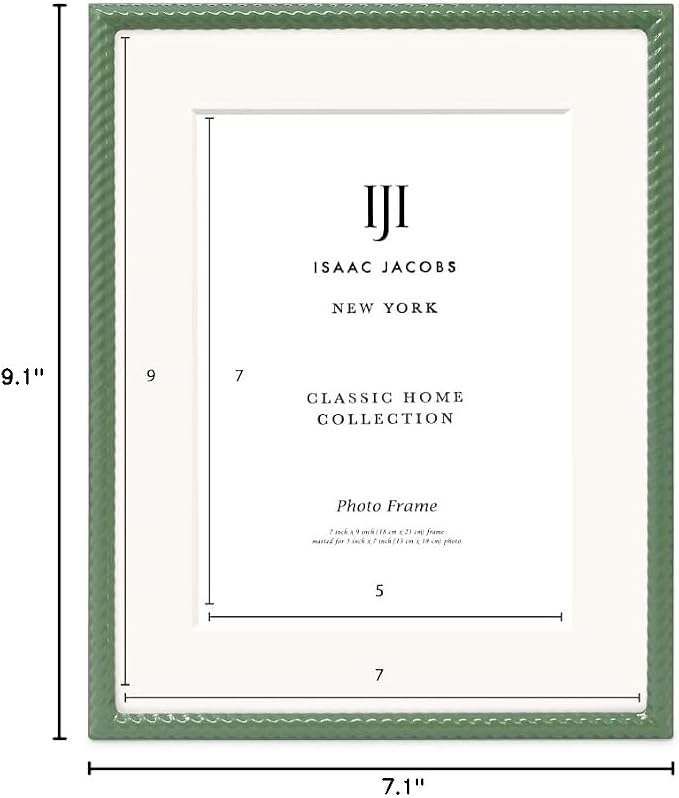 Isaac Jacobs 7x9 Green Metal Rope Border Picture Frame, Horizontal & Vertical - Image 5