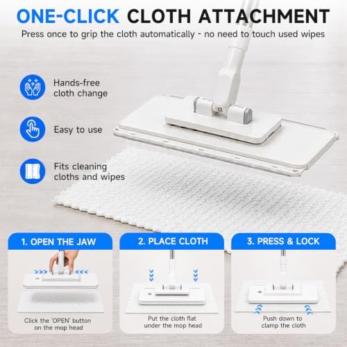 Hands-Free Cloth Changing Flat Mop, No Wash Wall Cleaner Mop - Image 3