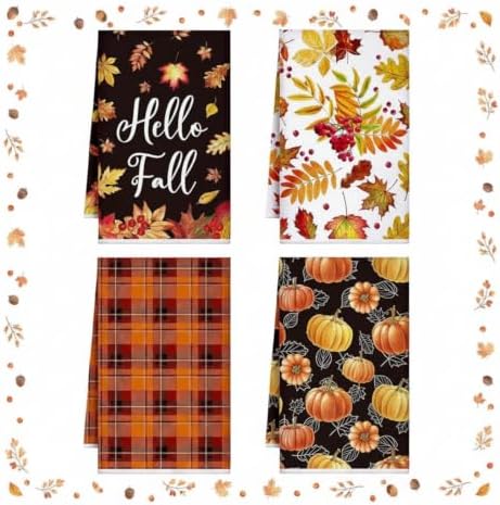 Bencailor 4 Pcs Fall Kitchen Towels Maple Leaves Hand Dish Towels Gift by Bencailor