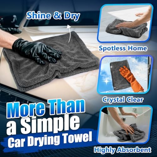 Airlab Microfiber Towel Car Drying Detailing Wash Cloth Car Care, Dark Grey - Image 6