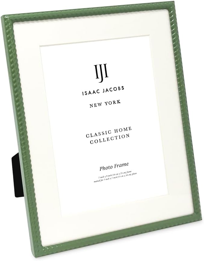 Isaac Jacobs 7x9 Green Metal Rope Border Picture Frame, Horizontal & Vertical by IsaacJacobs