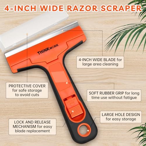 Razor Blade Scraper with 20Pcs 4" Metal & Plastic Blades - Image 2