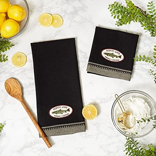 DII Woodlands Collection Dishtowel Set, Fish Embroidered, 2 Piece - Image 4