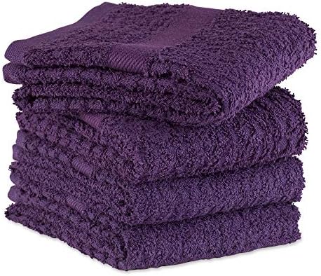 DII Basic Terry Collection Waffle Dishtowel Set, Solid Eggplant, 4 Piece - Image 3