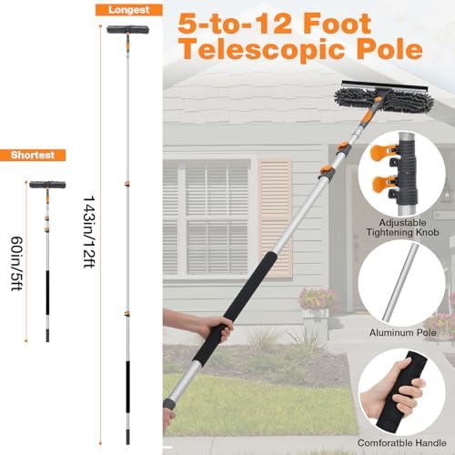 12Ft Window Squeegee with Extension Poles, 2-in-1 Window Cleaning Kit with - Image 6