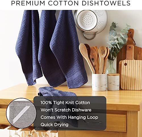 DII Basic Terry Collection Waffle Dishtowel Set, Solid Blueberry, 4 Piece - Image 5