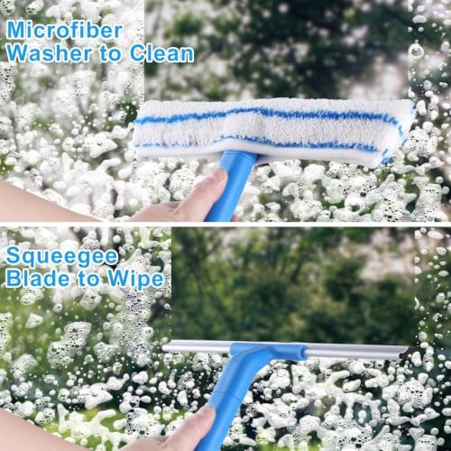 Mitclear Window Cleaner Tool, Long Handle 57'', Clean Widows Car Windshield - Image 3