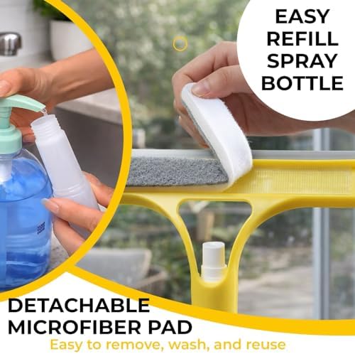 3-in-1 Window Squeegee with Spray Bottle, Handheld Glass Cleaning Tool with - Image 4