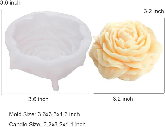 2 Pack 3.5 Inch 6.7 Inch Peony Silicone Mold, Large Size Flower Candle Mold, Soap Soy Wax DIY Handcraft Accessory, Epoxy Resin Mold for Party Home Wedding Decoration (Set)
