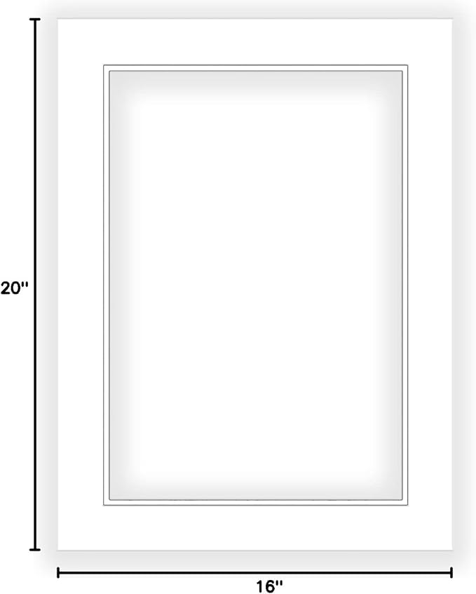 16x20 Mat for 12x18 Photo - Precut White on White Double Mat Picture Matboard for Frames Measuring 16 x 20 Inches - Bevel Cut Matte to Display Art Measuring 12 x 18 Inches - Acid Free ONE MAT