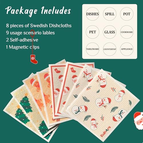 Eulnars Reusable Paper Towels, Christmas Swedish Dishcloths - Image 5