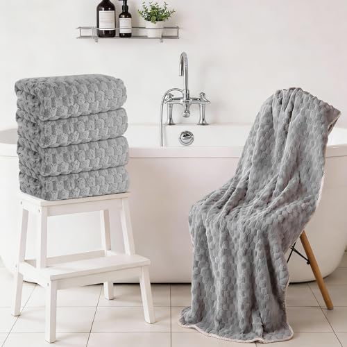 4 Pack Microfiber Bath Towels Large, Super Absorbent, Quick Dry, Plush and - Image 2