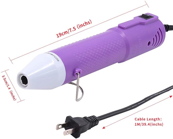 Heat Gun,mofa Embossing Mini Heat Gun,Hot Air Gun For Craft with Stand For DIY Embossing And Acrylic Paint Dryer,Multi-Purpose Electric Heating Nozzle 150W 110V(Purple)