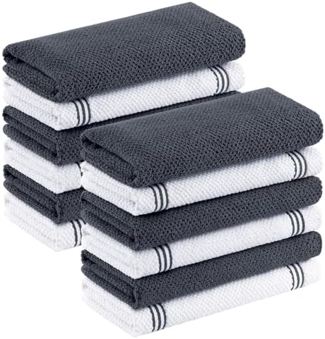 Homaxy Dual Design Cotton Kitchen Towels, Dark Grey by Homaxy
