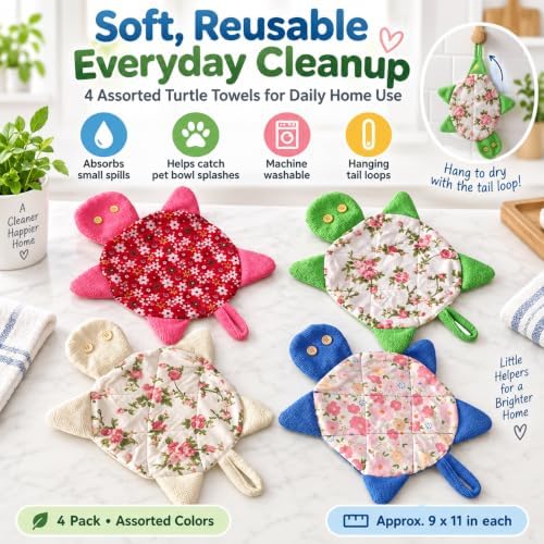 Floor Turtle Foot Mop, Washable Spill Towels, 2 Pack - Image 2