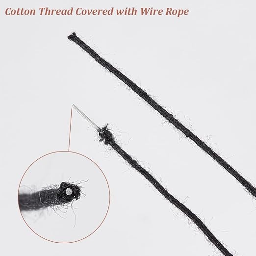 OLYCRAFT 50 Yards/45.7m Black Wire Cotton Covered Cloth Covered Stem Floral Wire - Image 4
