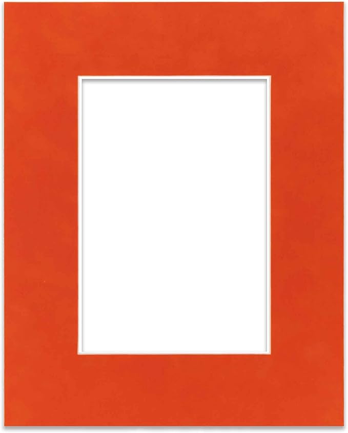 11x14 Mat Bevel Cut for 8.5x11 Photos - Acid Free Orange Suede Precut Matboard With Backing Board and Crystal Clear, Self Seal Mat Bag - For Pictures, Framing - 4-ply Thickness
