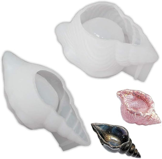 2PCS Silicone Conch Shaped Tray Mold Creative Sea Snail Epoxy Resin Casting Mold for Making Jewelry Tray Dishes Storage Home Decor Resin Crafts Art Supplies Ideal Gift