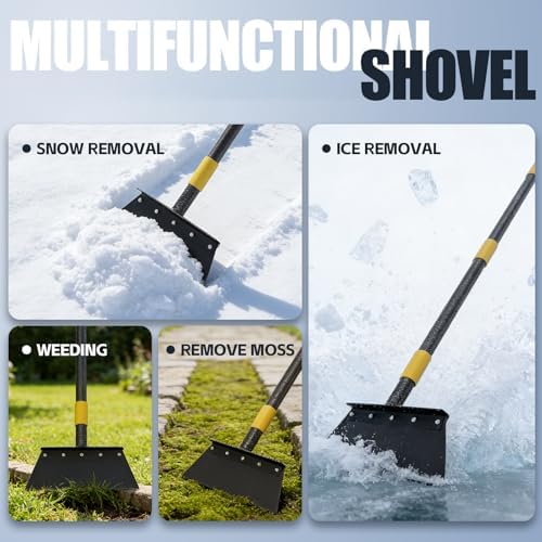 Flat Shovel for Landscaping, Heavy Duty Floor Scraper Long Handle 63", Ice - Image 6