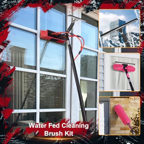 16.5ft Water Fed Pole Kit, Rotatable Solar Panel Cleaning Brush & Squeegee - Image 2