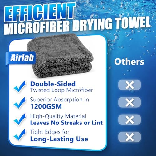 Airlab Microfiber Towel Car Drying Detailing Wash Cloth Car Care, Dark Grey - Image 4