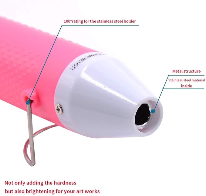 Heat Gun,mofa Embossing Mini Heat Gun,Hot Air Gun For Craft with Stand For DIY Embossing And Acrylic Paint Dryer,Multi-Purpose Electric Heating Nozzle 150W 110V (Pink,White)