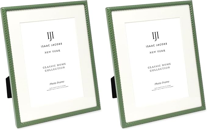 Isaac Jacobs 7x9 Green Metal Rope Border Picture Frame, Horizontal & Vertical by IsaacJacobs