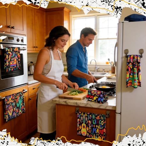 Breling 6 Pack Mexican Kitchen Towels Floral Dish Towel Cinco De Mayo - Image 5