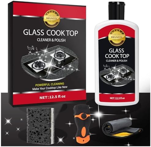 Meuvcol Glass Stove Top Cleaner Kit, 12 Oz Glass Cooktop Cleaner Non-Abrasive by Meuvcol