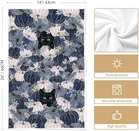 Artoid Mode Blue Black Cat Fall Kitchen Towels Set of 2 18x26 Inch - Image 6