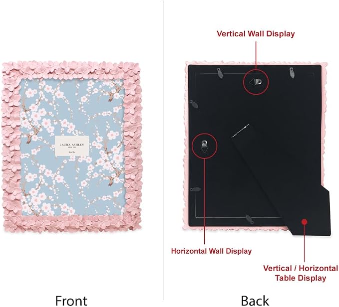 Laura Ashley 8x10 Pink Flower Textured Hand-Crafted Resin Picture Frame - Image 3