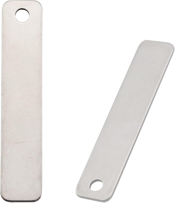 15PCS Metal Engraving Plate Stainless Steel Blank Stamping Rectangle Label 8th DIY Stamping Stamping Military Pendant Long Strip Tag