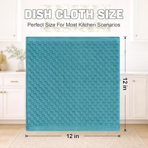 Homaxy 100% Cotton Terry Dish Cloths, Lake Blue - Image 3