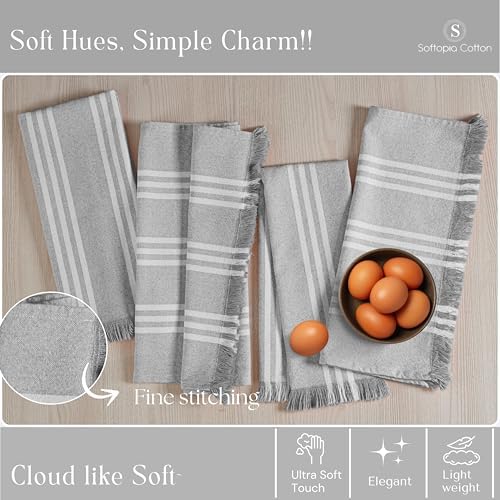 Prewashed Stripe Kitchen Towels 4 Pack, 100% Cotton Tea Towels, Reusable Wash - Image 3