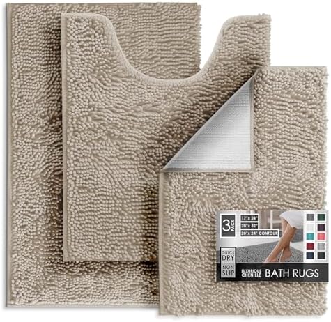 Hearth & Harbor Bathroom Rugs, Chenille Bath Mat by HearthHarbor