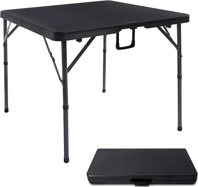 Byliable 34" Square Folding Card Table, Fold-in-Half Utility Dining Portable by Home