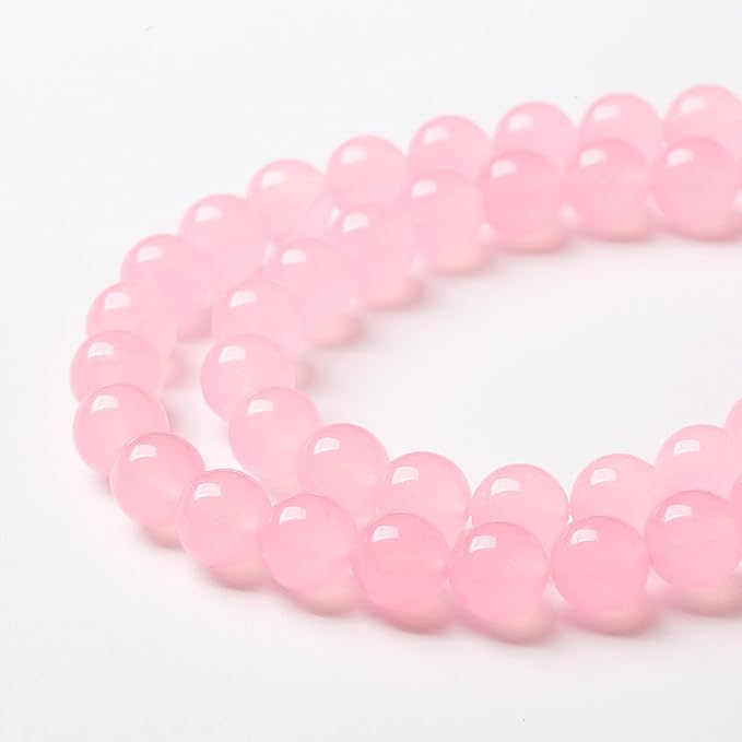32pcs Natural Light Pink Chalcedony Stone Beads for Jewelry Making - Energy Healing Power Stone - DIY Bracelet Necklace Accessories - 15" (12mm, Light Pink Chalcedony)