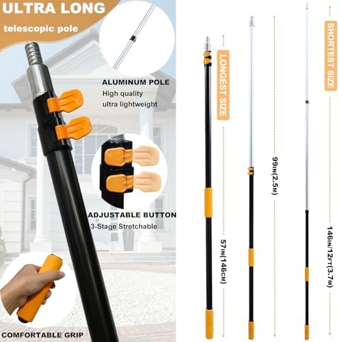 20 Ft+ Reach 2 In 1 Window Squeegee Duster - Image 3