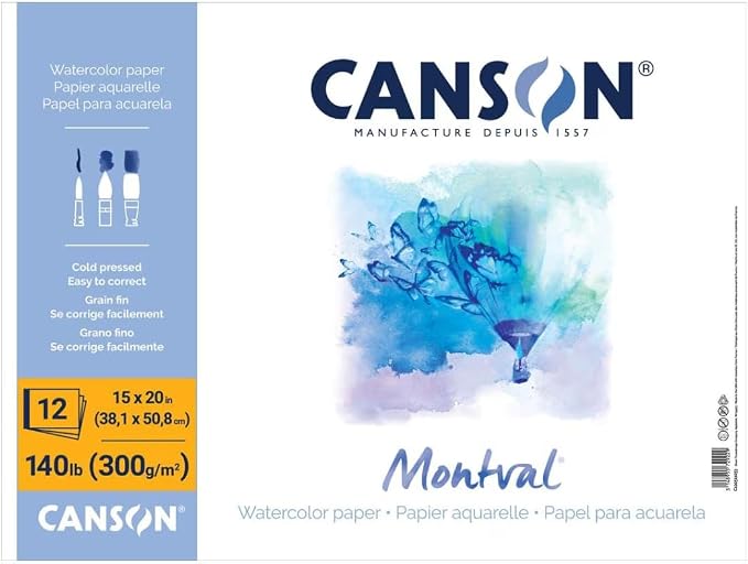 Canson Montval Watercolor Pad, Cold Press, 140 lb., Tape Bound, 12 Sheets/Pad - Image 3