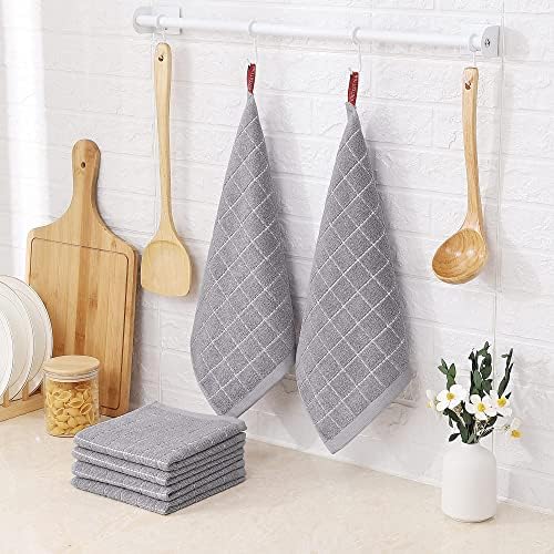 Homaxy 100% Cotton Terry Kitchen Dish Cloths, 7 Pack, Light Grey - Image 6