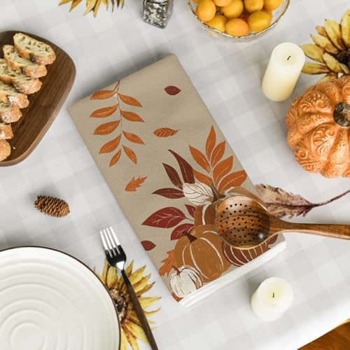 Artoid Mode Maple Leaves Pumpkin Fall Kitchen Towels Set of 4 18x26 Inch - Image 4