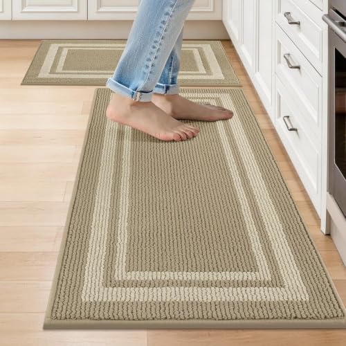 COSY HOMEER Kitchen Rugs Sets of 2 Non-Slip Washable by COSYHOMEER