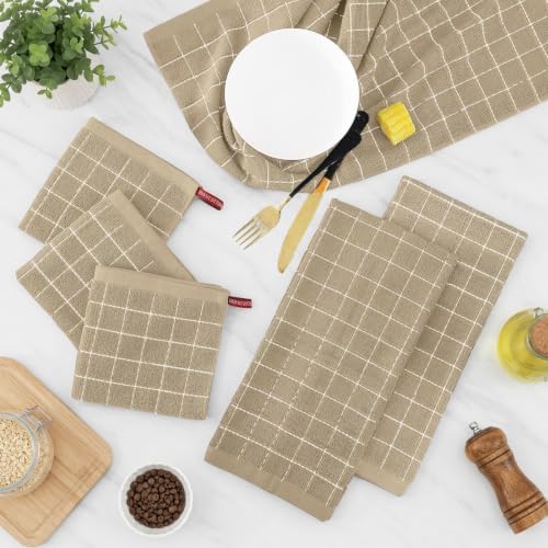 Kitinjoy 100% Cotton Kitchen Towels and Dishcloths Set - Image 2