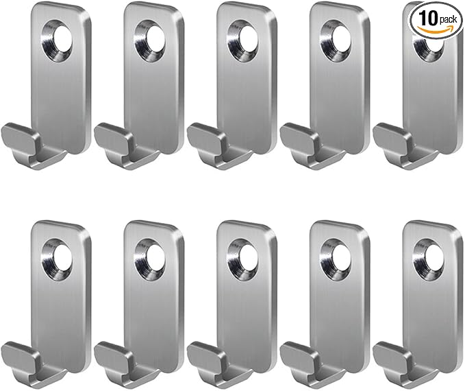 10pcs Heavy Duty T-Head J-Shaped Hangers 304 Stainless Steel Wall Mounted Mini Wall Hooks Hanger for Mirror Picture Frames Hanging Wire/D Rings/Keyhole Hangers